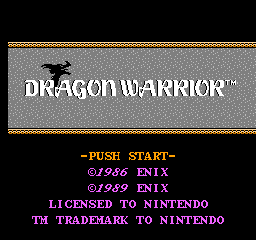 Dragon Warrior title screen for NES